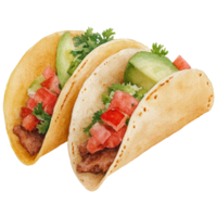 Two tacos with meat and vegetables png