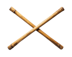 Crossed Light Brown Bamboo Sticks on Transparent Background png