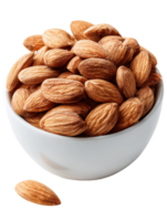 Light Brown Almonds in White Bowl on Transparent Background png
