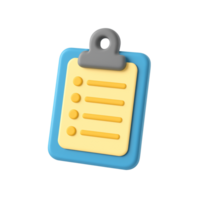 Matte-finish clipboard icon in vibrant yellow and blue tones png