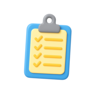 Bright yellow clipboard 3D render with cheerful colors and smooth matte finish png