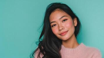 Portrait of Woman with Natural Acne and Clear Skin Texture photo