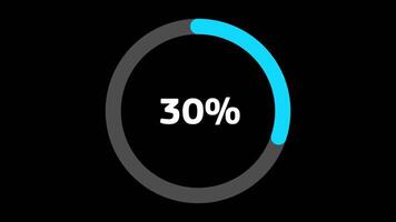 Blue circle infographic loading animation in percentage on transparent background video