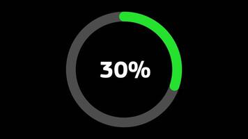 Green circle infographic loading animation in percentage on transparent background video