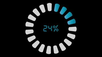 Animation blue loading digital with percentage on transparent background video