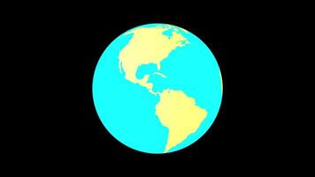 Looping animation of a blue and green planet map on a transparent background video