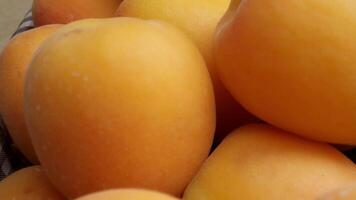 Close-up View of Fresh Ripe Peaches in a Basket with Warm Natural Lighting, Farm to Table Vibes video