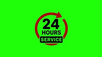 24 Hours Service Text Motion Graphic Animation on Green Screen Background video