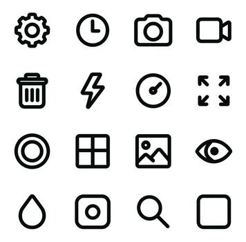 Minimalist Outline UI Element Basic Glyph Icon Set vector