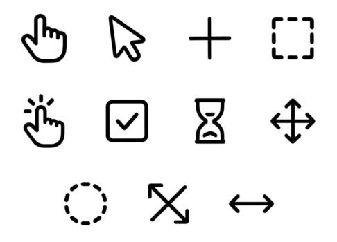 Simple Outline User Interface Element Symbol Icon Set vector
