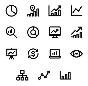 sencillo contorno negocio estadística datos gráfico diagrama icono conjunto vector