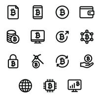 Simple Line Bitcoin Cryptocurrency Investment Digital Icon Set vector