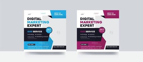 Digital marketing expert agency business promotion or square web banner social media post cover template vector