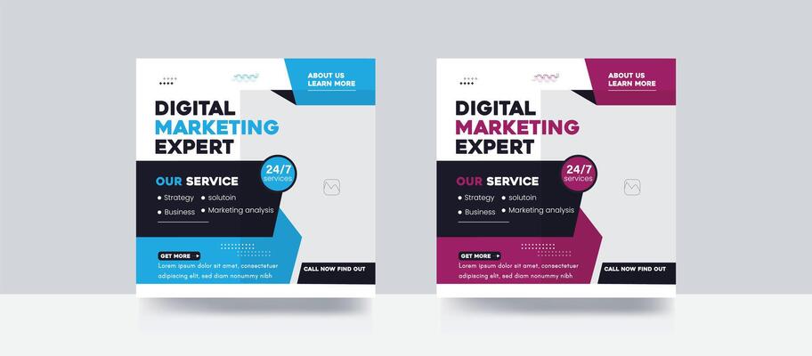 Digital marketing expert agency business promotion or square web banner social media post cover template