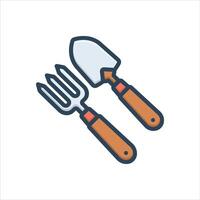 Color icon fork-and-trowel vector