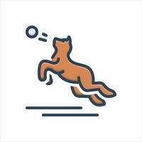Color icon playing-with-dog vector