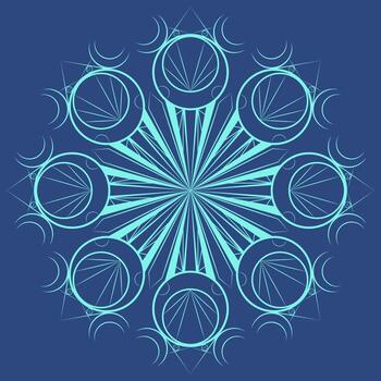 Circular pattern with moons and lines vector