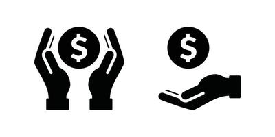 hand icon holding dollar coin vector