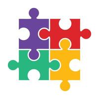four colorful puzzle pieces vector