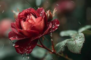 A red rose with rain drops on it video