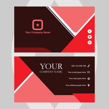 Elegant business cards with a modern geometric design in shades of red and maroon for professional networking. vector