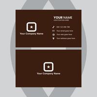 Two brown business cards lay on a textured dark gray surface with a modern and minimal design vector