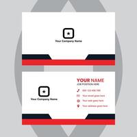 Modern business cards display a sleek red and black design, ideal for corporate identity and professional branding needs. vector