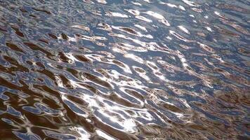 Sunlight reflecting on gently rippling water surface in slow motion video