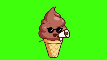 Chocolate Ice Cream Shouting Sweet Vibes, looping animation video