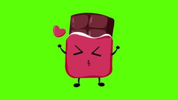 Kawaii Chocolate Bar Blowing a Kiss, looping animation video