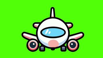 a cartoon airplane on a green background, looping animation video