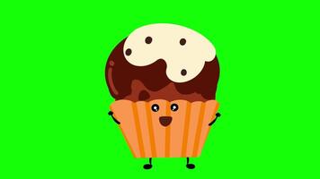 a cartoon ice cream cupcake with chocolate and cream video