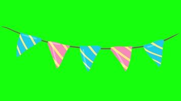 a green background with a bunch of colorful bunting video