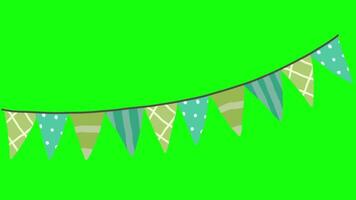 a green background with a bunch of bunting video