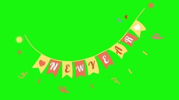 happy new year banner on green background video