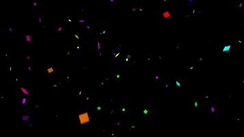 Confetti falling loop animation motion graphic on black background video