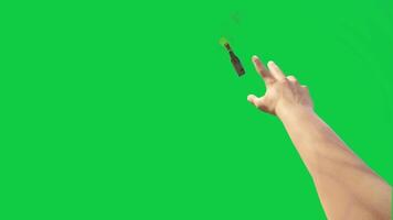 Petrol boom, Molotov cocktail throw and fire explosion burst 3d animation on green screen background video