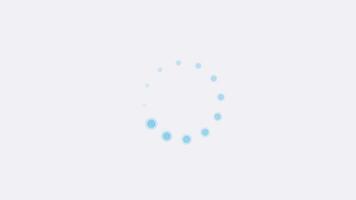 Looping circular loading animation with trailing blue dots that decrease in size and opacity. Minimalist and modern motion design suitable for web, app, and UI. video