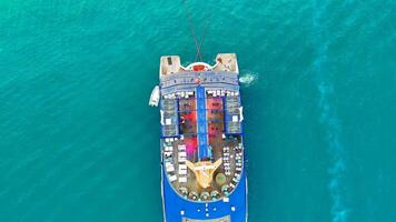 Cinematic upward drone view from cruise ship in Antalya, Turkey 05.20.2025 video