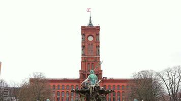 Neptune Fountain and Red City Hall Berlin winter scene 17 May 2025 video