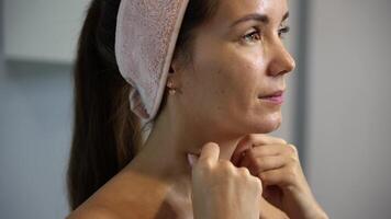 Side view of neck massage with knuckles at home video