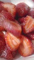 Freshly sliced strawberries perfect for summer snacks video