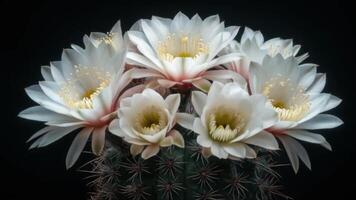 Close-up White Cactus Flowers Emerging From Bud Time-lapse video