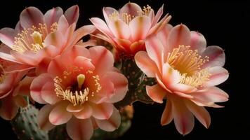 Vibrant Orange Cactus Flowers Unfurling to Full Bloom Time-lapse video