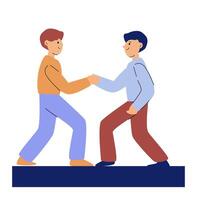 Two men shaking hands with strength -competition or partnership concept vector