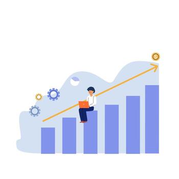 man working chart. vector