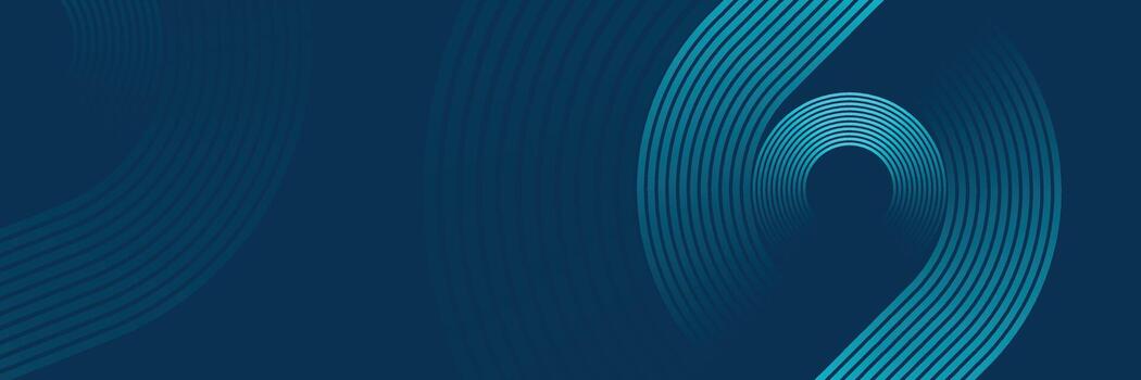 Blue abstract background with glowing circle lines. Geometric stripe line shape design. Modern shiny blue diagonal rounded lines. Futuristic technology concept vector