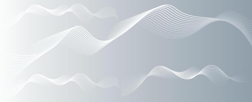 Modern gray and white abstract background with flowing wave lines. Digital future technology concept vector