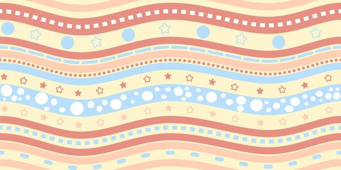 vistoso ondulado línea modelo con estrella y circulo elementos sin costura antecedentes vector