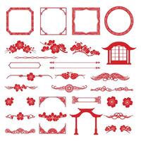 Traditional Chinese Decorative Elements and Ornaments for Design Projects vector